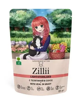 Купить zilli влажный корм для  стерилизованных кошек с телятиной в соусе (пауч)