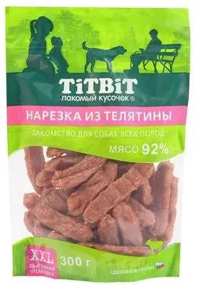 Купить titbit лакомство для собак всех пород нарезка из телятины, выгодная упаковка xxl