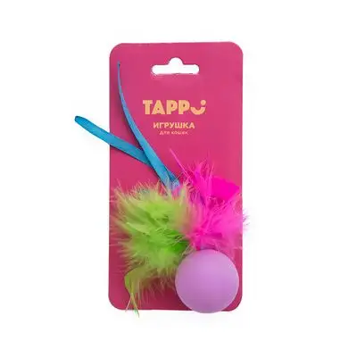 Купить tappi "Нолли" игрушка для кошек мяч с хвостом из пера марабу и лент