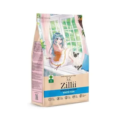 Купить zilli сухой корм для взрослых кошек с чувствительным пищеварением, белая рыба