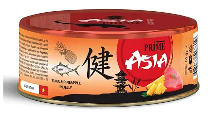 Купить prime asia влажный корм для взрослых кошек тунец с ананасом в желе (банка)