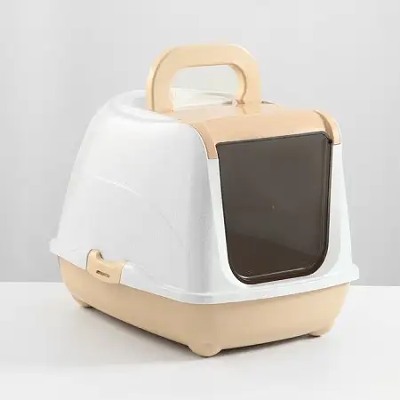 Купить homecat туалет для кошек закрытый с дверцей бежево-серый