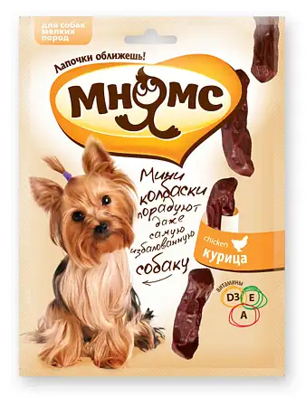 Купить Мнямс лакомство для собак мелких пород Мини-колбаски с курицей