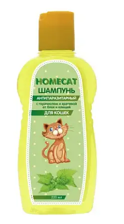 Купить homecat шампунь антипаразитный для кошек с гераниолом и крапивой