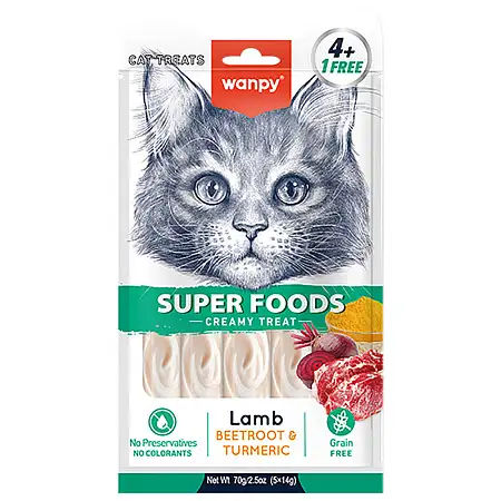 Купить wanpy cat Лакомство для кошек «нежное пюре» из ягненка со свеклой и куркумой