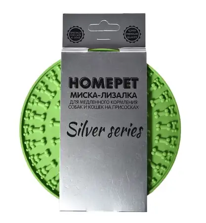 Купить homepet silver series миска-лизалка для медленного кормления на присосках для собак и кошек, зеленая