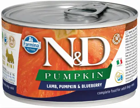 Купить farmina n&d pumpkin Беззерновые консервы для собак мелких пород, с ягнёнком, тыквой и черникой