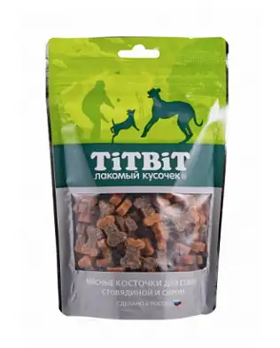 TiTBiT лакомство для собак мясные косточки с говядиной и сыром