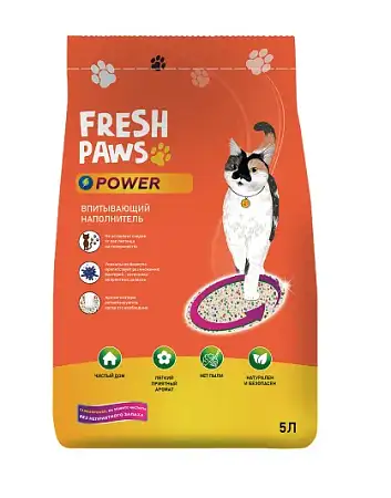 Купить fresh paws power наполнитель впитывающий минеральный для кошек