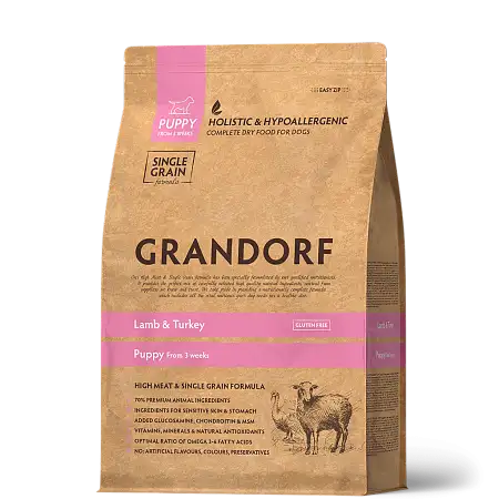 Купить grandorf сухой корм для щенков всех пород, ягненок с индейкой