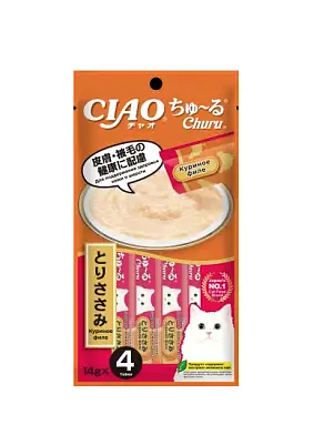 INABA Ciao Churu Лакомство для кошек Пюре Куриное филе Для здоровья кожи и шерсти