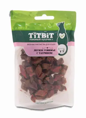 TiTBiT вяленое лакомство для кошек легкое говяжье с таурином 