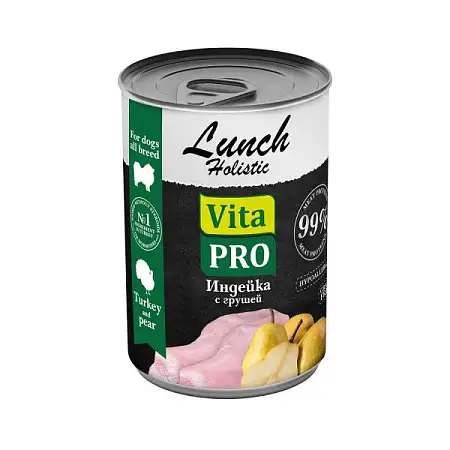 Купить vita pro lunch  консервы для собак индейка с грушей 