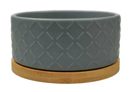 Купить mr.kranch bamboo миска керамическая бамбуковой подставке для собак и кошек, серая