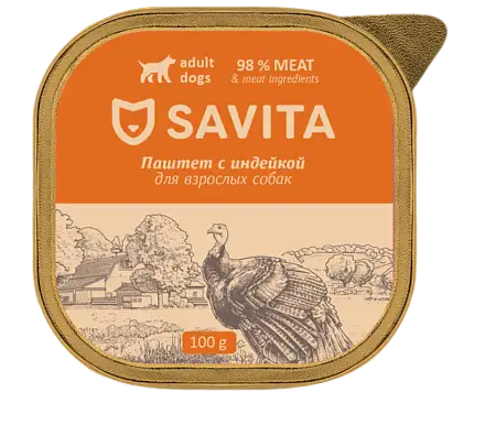 Купить savita Влажный корм для собак, паштет со свежей индейкой, 98% мяса (ламистер)