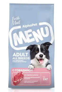 AlphaPet  MENU сухой корм для взрослых собак всех пород с говядиной