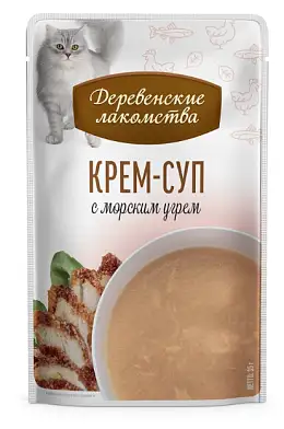 Деревенские лакомства набор паучей для кошек Суп с морским угрём 4х35
