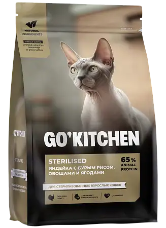 Купить go'kitchen Сухой корм для стерилизованных кошек с индейкой и бурым рисом, sterilised turkey