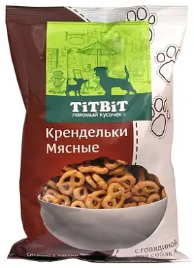 TiTBiT лакомство для собак печенье Крендельки мясные с говядиной 
