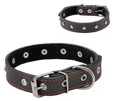Homepet ошейник для собак кожаный с украшениями простроченный черный