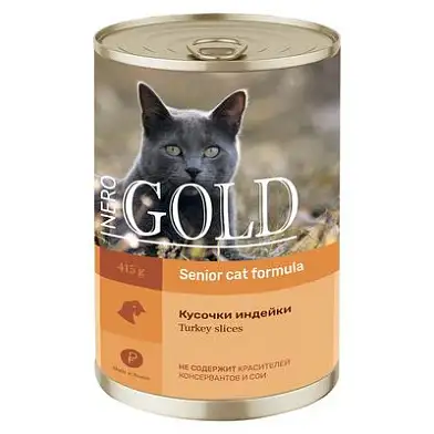 Nero Gold консервы для пожилых кошек "Кусочки индейки"