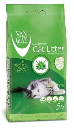 Купить van cat комкующийся наполнитель для кошек без пыли с ароматом алое вера, пакет (аloe vera)