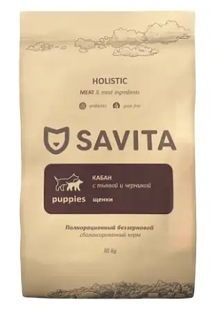 Купить savita сухой беззерновой корм для щенков всех пород с мясом кабана