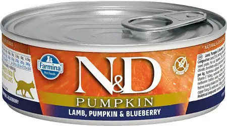 Купить farmina n&d pumpkin консервы для кошек (ягненок, черника и тыква)
