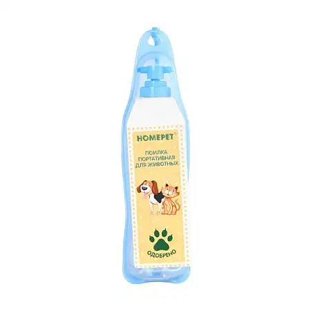 Купить homepet поилка портативная пластиковая для собак и кошек, голубая