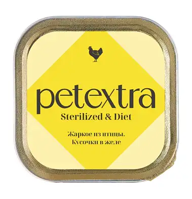 PETEXTRA влажный корм для взрослых стерилизованных кошек, жаркое из птицы (ламистер)