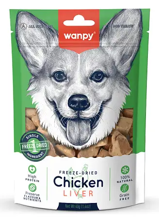 Купить wanpy dog Сублимированное лакомство для собак "Куриная печень"