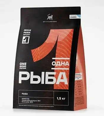 Одно Мясо сухой полнорационный корм для взрослых кошек с рыбой