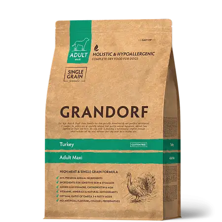 Купить grandorf сухой корм для взрослых собак крупных пород, индейка