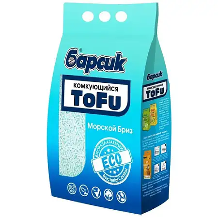 Купить Барсик наполнитель для кошек комкующийся tofu Морской бриз
