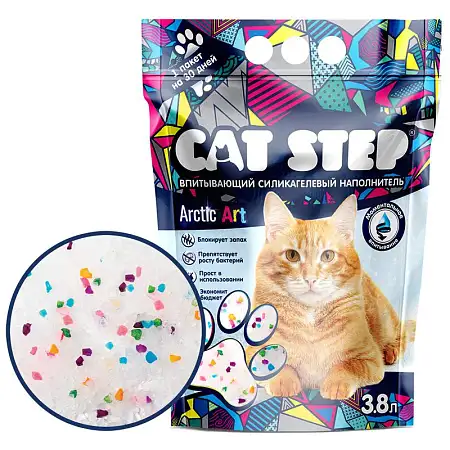 Купить cat step arctic art наполнитель для кошек впитывающий силикагелевый 